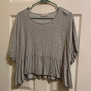 Vestique Gray and Brown Patterned Blouse